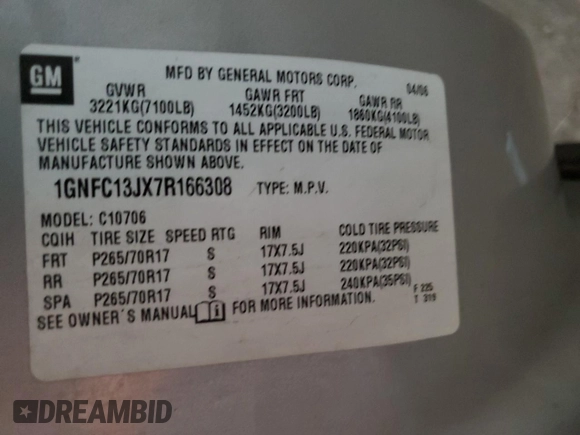 2007 Chevrolet Tahoe LS с VIN 1GNFC13JX7R166308, выставлен на аукционе Copart как лот 48983585 с пробегом 244 031 миль миль и Списание • Salvage title. История ставок и продаж доступна на DreamBid. Изображение 12.