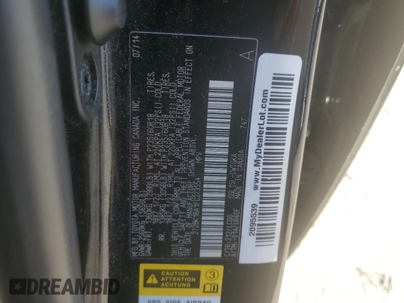 2015 Lexus RX 350 with VIN 2T2BK1BA1FC273554, listed as a Copart auction lot 53606295 with 116,448 mi miles and Clean Title. Bid and sale history available at DreamBid. Image 14.