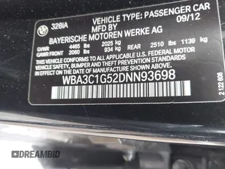2013 BMW 3 Series 328i with VIN WBA3C1G52DNN93698, listed as a IAAI auction lot 41673985 with 160,233 mi miles and . Bid and sale history available at DreamBid. Image 9.