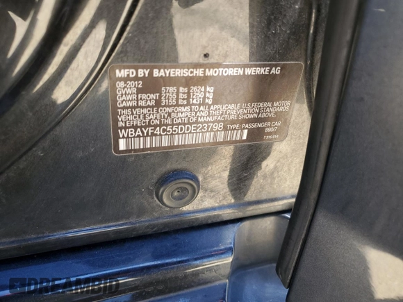 2013 BMW 7 Series 740Li xDrive с VIN WBAYF4C55DDE23798, выставлен на аукционе Copart как лот 52967665 с пробегом 191 023 миль миль и Списание • Salvage title. История ставок и продаж доступна на DreamBid. Изображение 14.