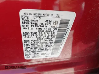 2013 Nissan Rogue S with VIN JN8AS5MV2DW146814, listed as a IAAI auction lot 41960012 with 127,511 mi miles and . Bid and sale history available at DreamBid. Image 9.