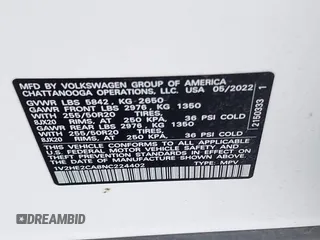 2022 Volkswagen Atlas SE with VIN 1V2HE2CA8NC224402, listed as a IAAI auction lot 41964747 with 50,233 mi miles and . Bid and sale history available at DreamBid. Image 9.