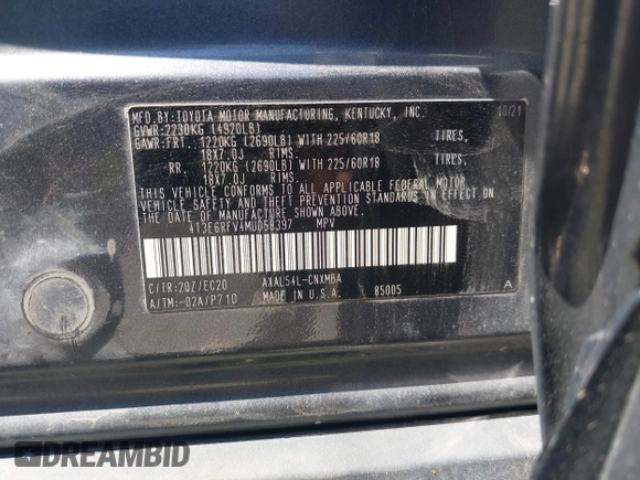 2021 Toyota RAV4 Hybrid XSE z VIN 4T3E6RFV4MU058397, wystawiony jako IAAI lot #42060980 z przebiegiem 236 612 mil mil oraz . Historia ofert i sprzedaży dostępna na DreamBid. Obrazek 9.