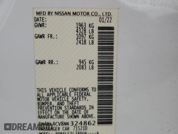 2022 Nissan Altima 2.5 SR with VIN 1N4BL4CV8NN324862, listed as a Copart auction lot 50575435 with 73,646 mi miles and Salvage Title. Bid and sale history available at carsss.com. Image 12.