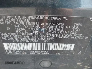 2011 Toyota RAV4 Sport with VIN 2T3RF4DV6BW159803, listed as a IAAI auction lot 42651015 with 196,117 mi miles and . Bid and sale history available at DreamBid. Image 9.
