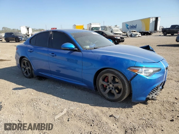 2019 Alfa Romeo Giulia Sport with VIN ZARFAMAN0K7611865, listed as a Copart auction lot 74841374 with 0 mi miles and Salvage Title. Bid and sale history available at carsss.com. Image 4.