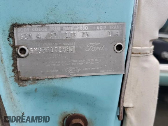 1965 Ford Thunderbird with VIN 5Y83Z172882, listed as a Copart auction lot 51023445 with 97,749 mi miles and Clean Title. Bid and sale history available at DreamBid. Image 12.