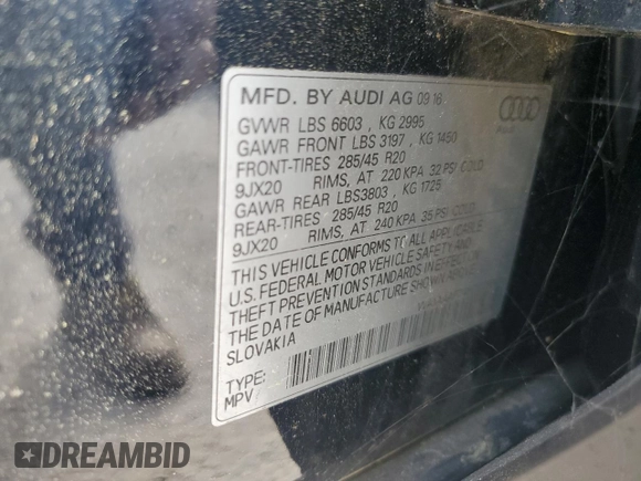 2017 Audi Q7 Premium with VIN WA1AAAF74HD028913, listed as a Copart auction lot 60918455 with 151,998 mi miles and Clean title. Bid and sale history available at DreamBid. Image 14.