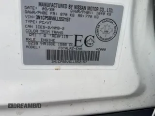 2020 Nissan Kicks S z VIN 3N1CP5BV6LL552157, wystawiony jako Copart lot #50722815 z przebiegiem 150 701 mil mil oraz Szkoda całkowita • Salvage title. Historia ofert i sprzedaży dostępna na DreamBid. Obrazek 10.