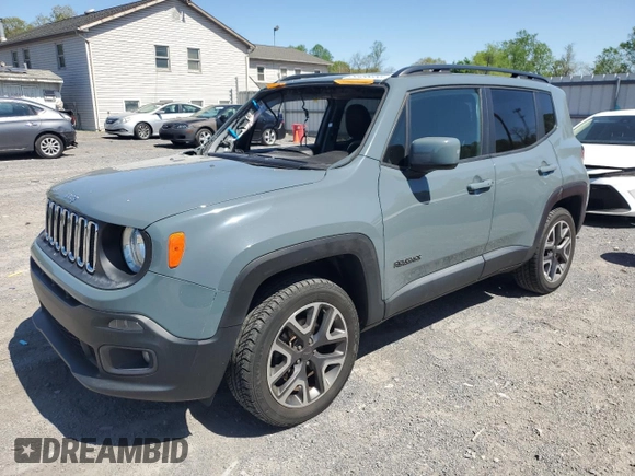 2018 Jeep Renegade Latitude z VIN ZACCJBBB7JPG88689, wystawiony jako Copart lot #54496055 z przebiegiem 46 702 mil mil oraz Szkoda całkowita • Salvage title. Historia ofert i sprzedaży dostępna na DreamBid. Obrazek 1.