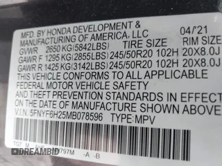 2021 Honda Pilot Special Edition with VIN 5FNYF6H25MB078596, listed as a IAAI auction lot 42033012 with 70,467 mi miles and . Bid and sale history available at DreamBid. Image 9.