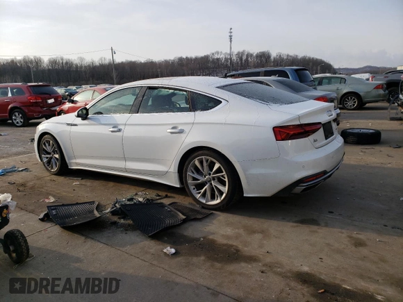 2021 Audi A5 Sportback Premium Plus z VIN WAUCBCF50MA020175, wystawiony jako Copart lot #41751465 z przebiegiem Nie podano mil oraz Szkoda całkowita • Salvage title. Historia ofert i sprzedaży dostępna na DreamBid. Obrazek 2.