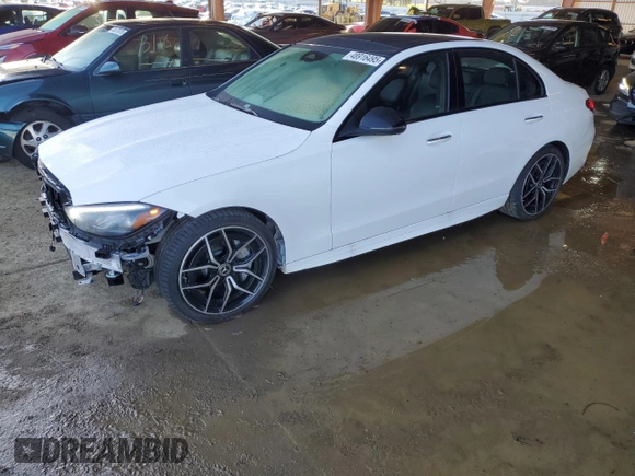 2023 Mercedes-Benz C 300 with VIN W1KAF4GB7PR102876, listed as a Copart auction lot 48916495 with 28,153 mi miles and Salvage Title. Bid and sale history available at carsss.com. Image 1.