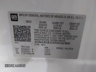 2024 Chevrolet Equinox LT with VIN 3GNAXUEGXRS152409, listed as a IAAI auction lot 41630575 with 4,853 mi miles. Bid and sale history available at carsss.com. Image 9.
