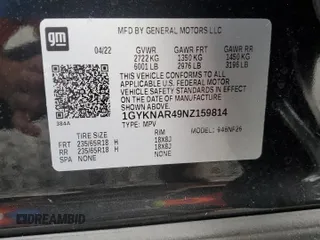 2022 Cadillac XT5 FWD Luxury z VIN 1GYKNAR49NZ159814, wystawiony jako Copart lot #74506584 z przebiegiem 7 069 mil mil oraz Nie do naprawy • Non repairable. Historia ofert i sprzedaży dostępna na DreamBid. Obrazek 14.