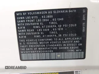 2011 Volkswagen Touareg Sport z VIN WVGFF9BPXBD006399, wystawiony jako IAAI lot #42436074 z przebiegiem 134 075 mil mil oraz . Historia ofert i sprzedaży dostępna na DreamBid. Obrazek 9.