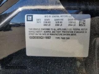 2012 Cadillac CTS Luxury with VIN 1G6DE5E55C0118007, listed as a Copart auction lot 56321185 with 146,653 mi miles and Salvage Title. Bid and sale history available at DreamBid. Image 12.