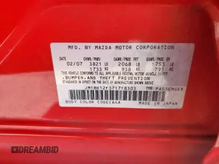 2007 Mazda 3 i Touring with VIN JM1BK12F371718303, listed as a Copart auction lot 54241175 with 197,175 mi miles and Salvage Title. Bid and sale history available at DreamBid. Image 12.