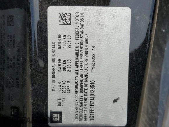 2018 Chevrolet Camaro 1SS z VIN 1G1FF1R71J0129616, wystawiony jako Copart lot #56029085 z przebiegiem 121 950 mil mil oraz Szkoda całkowita • Salvage title. Historia ofert i sprzedaży dostępna na DreamBid. Obrazek 12.