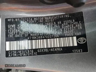 2007 Toyota Avalon XL with VIN 4T1BK36B47U227266, listed as a Copart auction lot 50178895 with 268,151 mi miles and Salvage Title. Bid and sale history available at carsss.com. Image 12.
