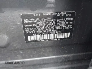 2022 Subaru Forester Special Sports with VIN JF2SKAJC1NH489228, listed as a IAAI auction lot 42499823 with 33,653 mi miles and . Bid and sale history available at DreamBid. Image 9.