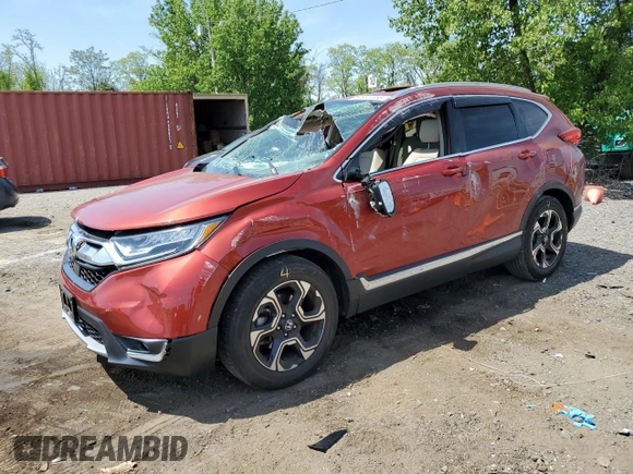 2018 Honda CR-V Touring with VIN 2HKRW2H97JH624757, listed as a Copart auction lot 54991355 with 24,278 mi miles and Salvage title. Bid and sale history available at DreamBid. Image 1.