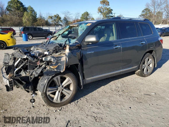 2012 Toyota Highlander Limited with VIN 5TDDK3EH9CS158169, listed as a Copart auction lot 48711705 with 0 mi miles and Salvage Title. Bid and sale history available at carsss.com. Image 1.