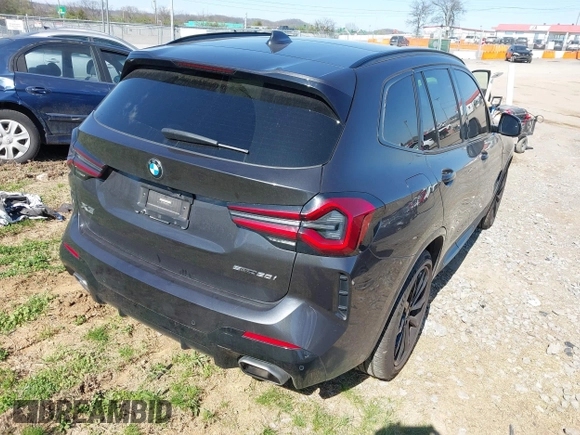 2022 BMW X3 sDrive30i with VIN 5UX43DP03N9L02180, listed as a IAAI auction lot 41879748 with 53,340 mi miles. Bid and sale history available at carsss.com. Image 4.