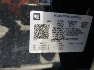 2025 GMC Yukon XL Denali with VIN 1GKS2JRL6SR170517, listed as a Copart auction lot 53795565 with 1,091 mi miles and Salvage Title. Bid and sale history available at carsss.com. Image 13.