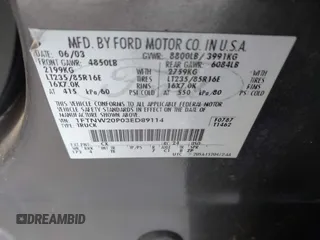 2003 Ford F-250 XL с VIN 1FTNW20P03ED89114, выставлен на аукционе IAAI как лот 42528956 с пробегом 442 725 миль миль и . История ставок и продаж доступна на DreamBid. Изображение 9.