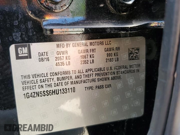 2017 Buick LaCrosse Preferred with VIN 1G4ZN5SS6HU133110, listed as a Copart auction lot 52186775 with 92,906 mi miles and Salvage Title. Bid and sale history available at carsss.com. Image 14.