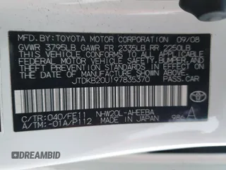 2009 Toyota Prius with VIN JTDKB20U197835370, listed as a Copart auction lot 49734995 with 125,975 mi miles and Salvage Title. Bid and sale history available at carsss.com. Image 15.
