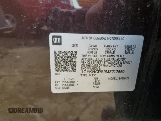 2021 Cadillac XT5 FWD Premium Luxury with VIN 1GYKNCRS9MZ217560, listed as a Copart auction lot 60733295 with 52,242 mi miles and Salvage title. Bid and sale history available at DreamBid. Image 13.