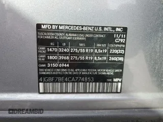 2012 Mercedes-Benz GL-Class GL 450 with VIN 4JGBF7BE4CA774853, listed as a Copart auction lot 76078194 with 164,836 mi miles and Salvage Title. Bid and sale history available at carsss.com. Image 13.