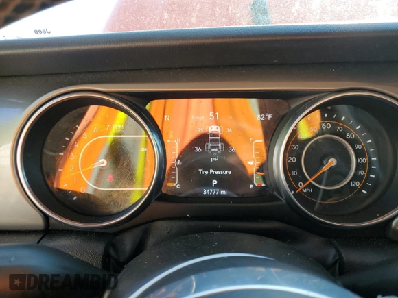 2023 Jeep Wrangler Sahara with VIN 1C4HJXEN4PW620113, listed as a Copart auction lot 50839455 with 34,777 mi miles and Salvage Title. Bid and sale history available at carsss.com. Image 9.