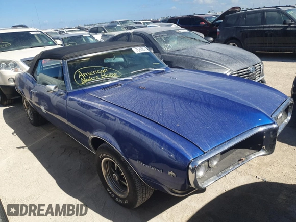 1968 Pontiac Firebird z VIN 223678U118793, wystawiony jako Copart lot #76205674 z przebiegiem 82 021 mil mil oraz Szkoda całkowita • Salvage title. Historia ofert i sprzedaży dostępna na DreamBid. Obrazek 4.