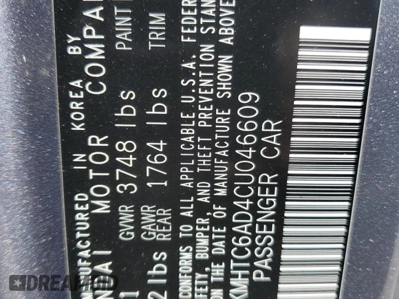2012 Hyundai Veloster w/Black Int z VIN KMHTC6AD4CU046609, wystawiony jako Copart lot #54888045 z przebiegiem 152 997 mil mil oraz Szkoda całkowita • Salvage title. Historia ofert i sprzedaży dostępna na DreamBid. Obrazek 12.