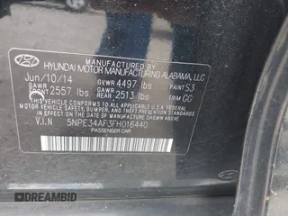 2015 Hyundai Sonata Limited with VIN 5NPE34AF3FH016440, listed as a IAAI auction lot 42057243 with 113,324 mi miles and . Bid and sale history available at carsss.com. Image 9.