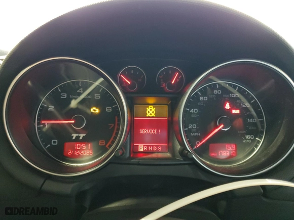 2008 Audi TT 2.0T with VIN TRUAF38J681001425, listed as a Copart auction lot 44895955 with 178,310 mi miles and Salvage Title. Bid and sale history available at carsss.com. Image 9.
