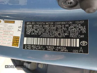 2008 Toyota Prius with VIN JTDKB20U687736879, listed as a IAAI auction lot 42234677 with 252,712 mi miles and . Bid and sale history available at DreamBid. Image 9.