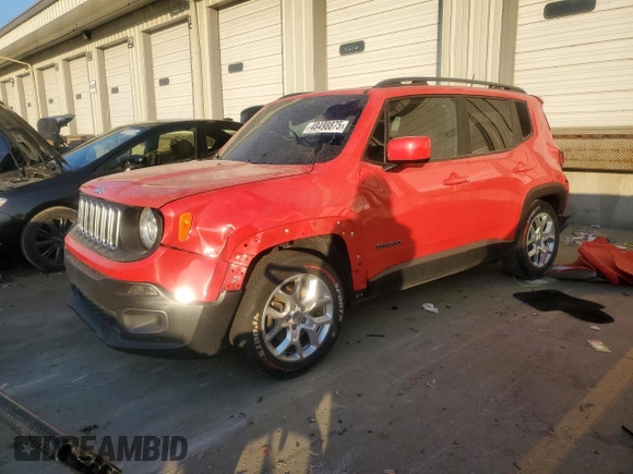 2018 Jeep Renegade Latitude with VIN ZACCJABB8JPG67201, listed as a Copart auction lot 48498875 with 0 mi miles and Salvage Title. Bid and sale history available at carsss.com. Image 1.