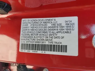 2024 Honda Ridgeline Sport z VIN 5FPYK3F16RB013811, wystawiony jako Copart lot #52457555 z przebiegiem 8 293 mil mil oraz Szkoda całkowita • Salvage title. Historia ofert i sprzedaży dostępna na DreamBid. Obrazek 15.