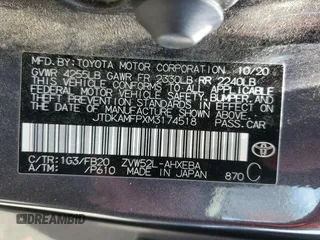 2021 Toyota Prius LE z VIN JTDKAMFPXM3174518, wystawiony jako Copart lot #58854495 z przebiegiem 83 445 mil mil oraz Szkoda całkowita • Salvage title. Historia ofert i sprzedaży dostępna na DreamBid. Obrazek 12.