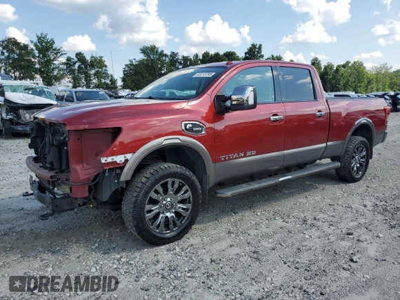 2016 Nissan Titan Platinum Reserve with VIN 1N6BA1F48GN507244, listed as a Copart auction lot 63213795 with 115,124 mi miles and Salvage title. Bid and sale history available at DreamBid. Image 1.