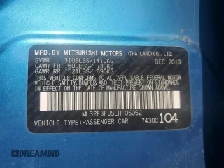 2020 Mitsubishi Mirage ES z VIN ML32F3FJ5LHF05052, wystawiony jako Copart lot #60622335 z przebiegiem 122 612 mil mil oraz Czysty tytuł • Clean title. Historia ofert i sprzedaży dostępna na DreamBid. Obrazek 12.