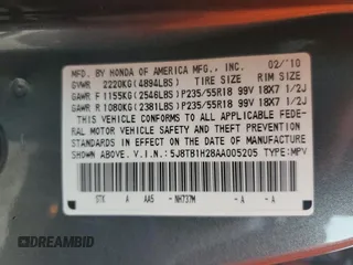 2010 Acura RDX with VIN 5J8TB1H28AA005205, listed as a Copart auction lot 42991305 with 125,009 mi miles and Salvage Title. Bid and sale history available at carsss.com. Image 13.