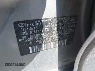 2012 Hyundai Elantra Limited z VIN KMHDH4AE2CU455811, wystawiony jako IAAI lot #42296941 z przebiegiem 230 105 mil mil oraz . Historia ofert i sprzedaży dostępna na DreamBid. Obrazek 9.