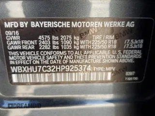 2017 BMW X1 sDrive28i with VIN WBXHU7C32HP925374, listed as a Copart auction lot 54820225 with 136,708 mi miles and Clean Title. Bid and sale history available at carsss.com. Image 13.