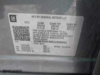 2018 Chevrolet Traverse LT Cloth with VIN 1GNERGKW9JJ108853, listed as a IAAI auction lot 41709938 with 162,873 mi miles. Bid and sale history available at carsss.com. Image 9.