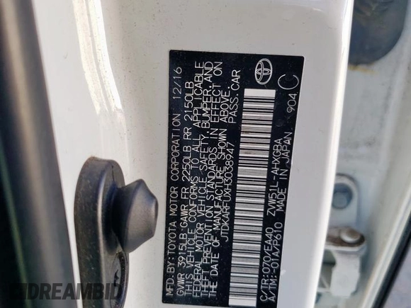 2017 Toyota Prius Two z VIN JTDKARFUXH3038947, wystawiony jako Copart lot #56379015 z przebiegiem 64 230 mil mil oraz Szkoda całkowita • Salvage title. Historia ofert i sprzedaży dostępna na DreamBid. Obrazek 12.